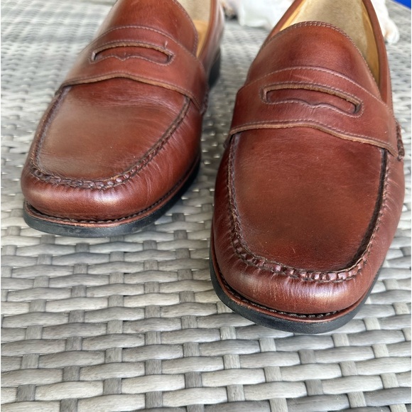 Johnston & Murphy Leather 11.5 M Penny Loafers Slip-On Brown Made in Brazil - Picture 5 of 13
